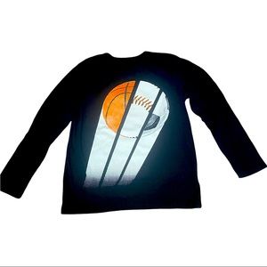 Children's Place Multi Sport Balls Black Long Sleeve Shirt Size 7